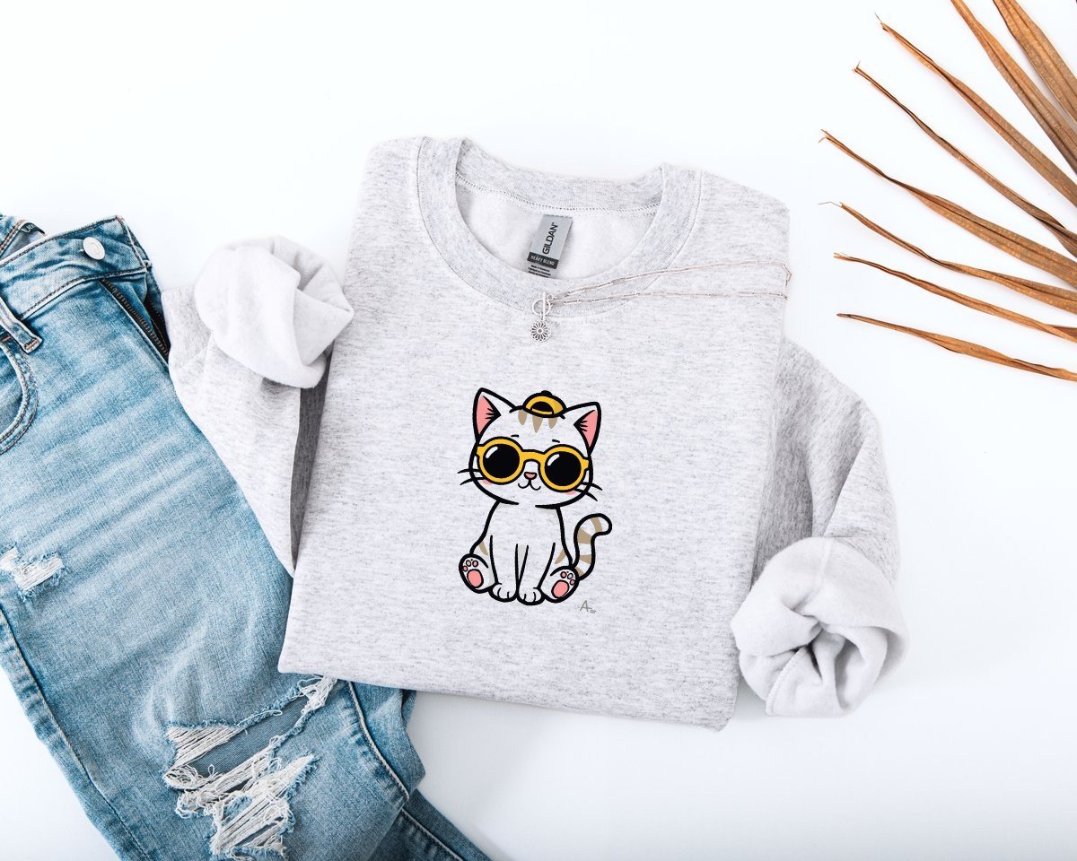 Scriptwear Cat-Sunglasses Sweatshirt – Oversized Fit - Image 23