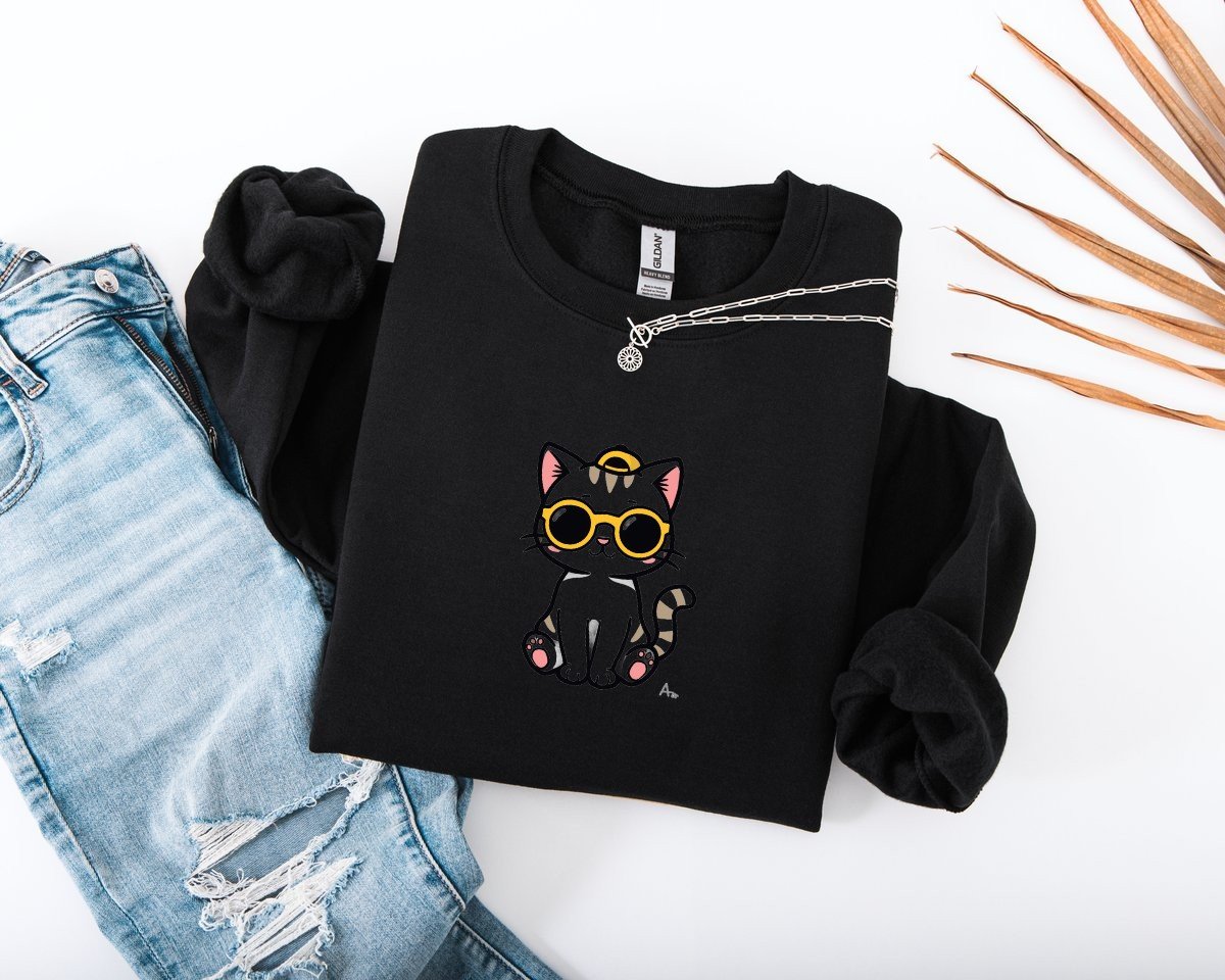 Scriptwear Cat-Sunglasses Sweatshirt – Oversized Fit - Image 22