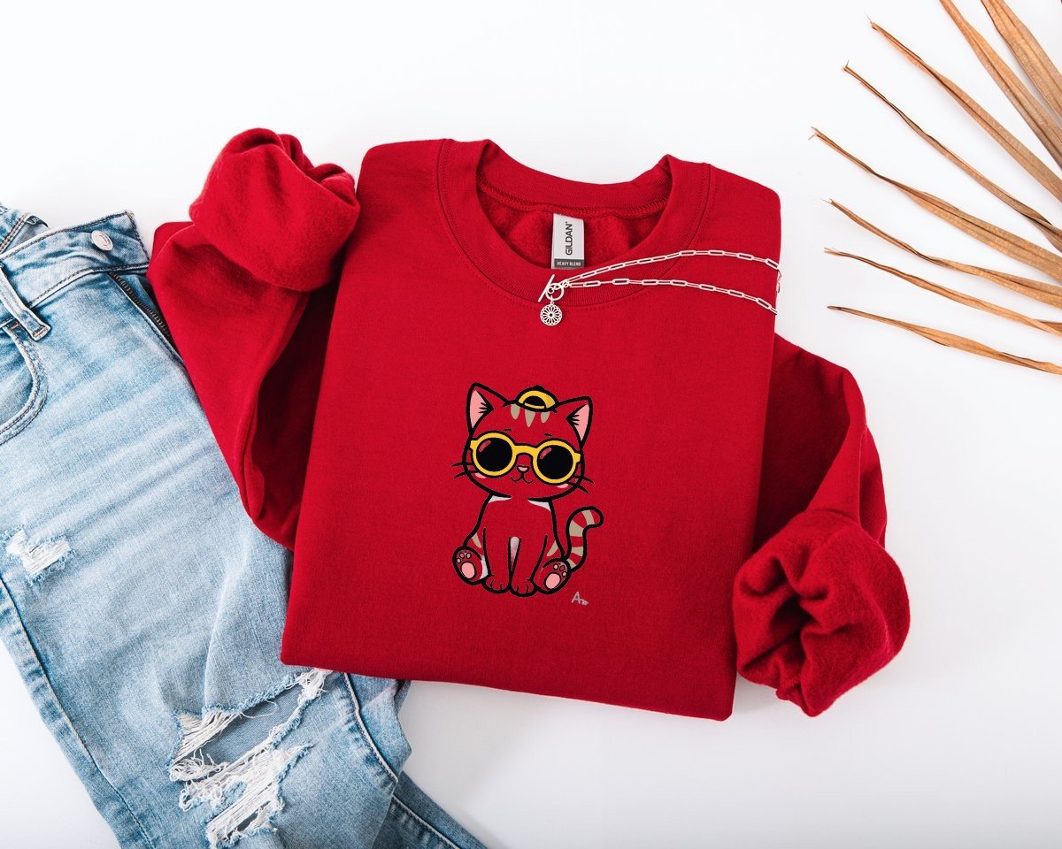 Scriptwear Cat-Sunglasses Sweatshirt – Oversized Fit - Image 21