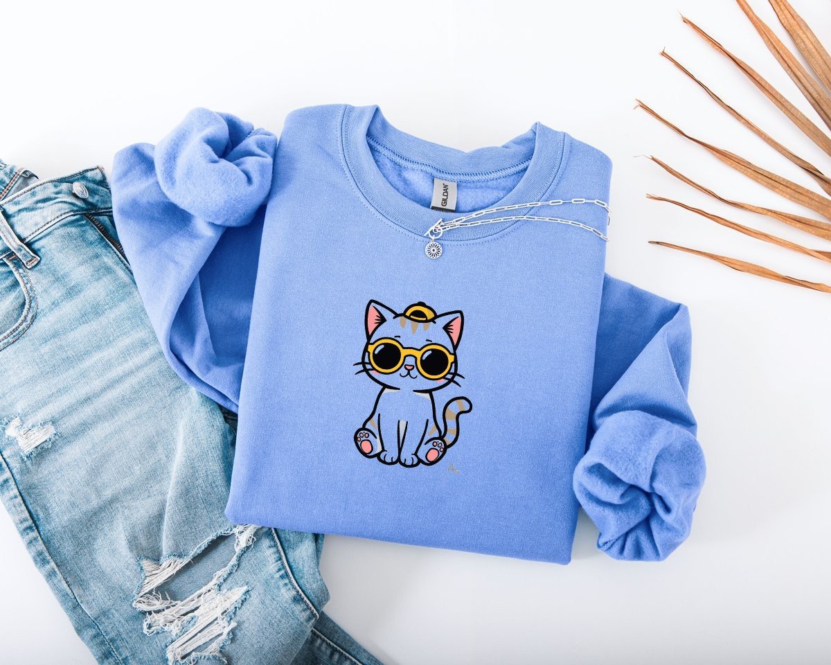 Scriptwear Cat-Sunglasses Sweatshirt – Oversized Fit - Image 20