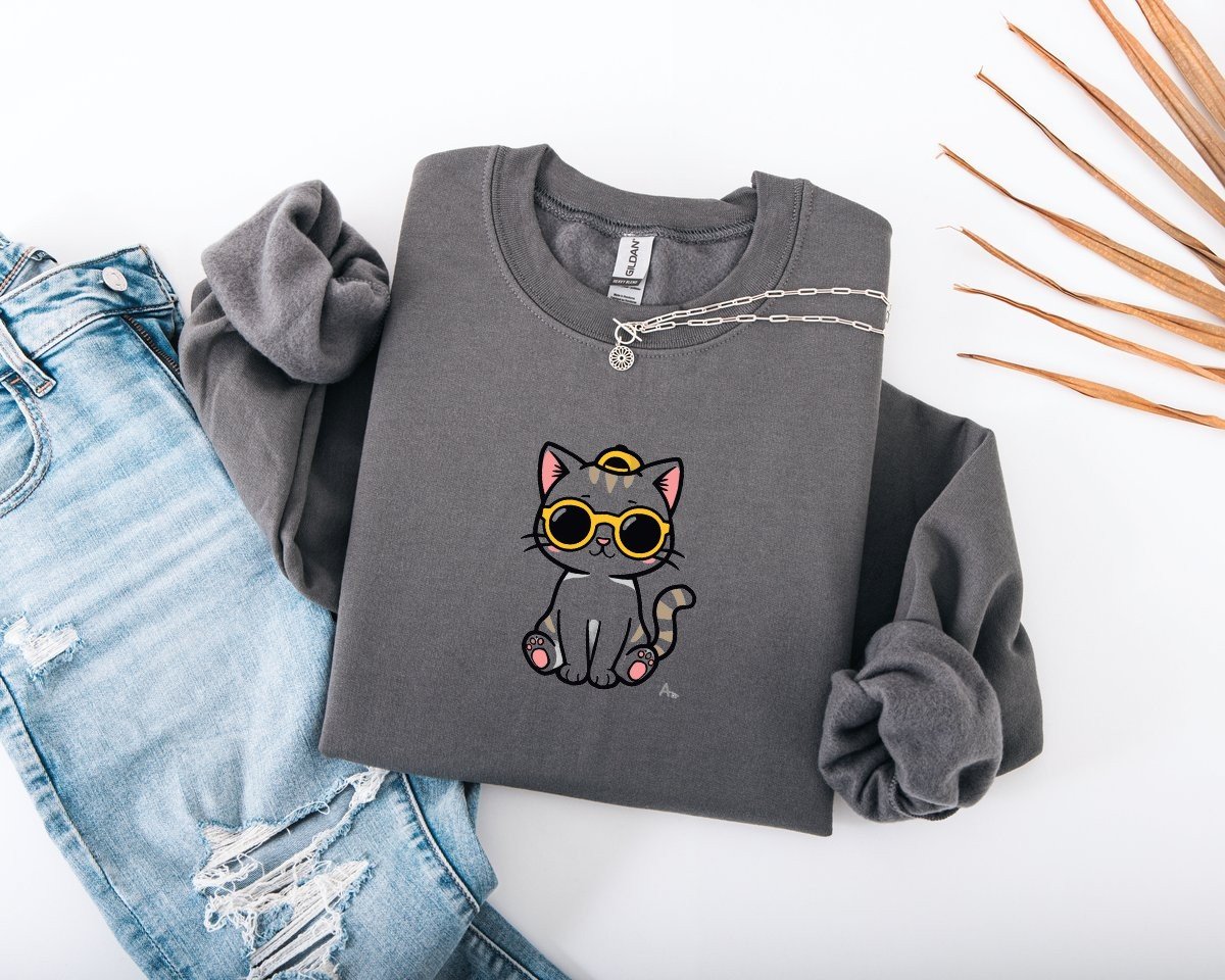 Scriptwear Cat-Sunglasses Sweatshirt – Oversized Fit - Image 12