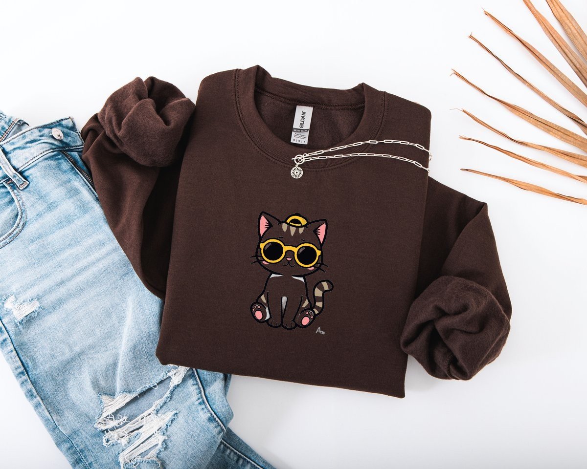 Scriptwear Cat-Sunglasses Sweatshirt – Oversized Fit - Image 13