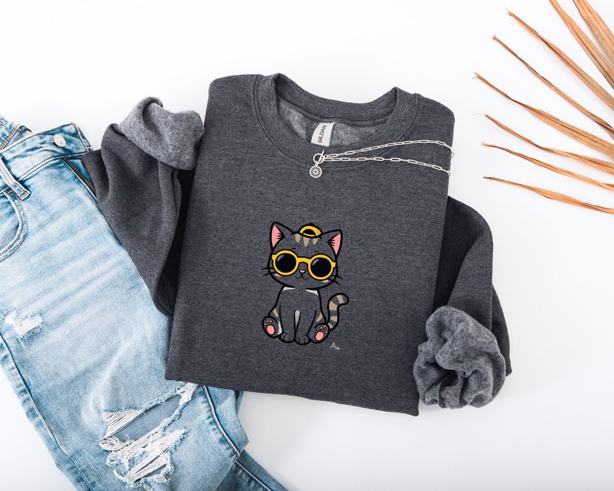 Scriptwear Cat-Sunglasses Sweatshirt – Oversized Fit - Image 14