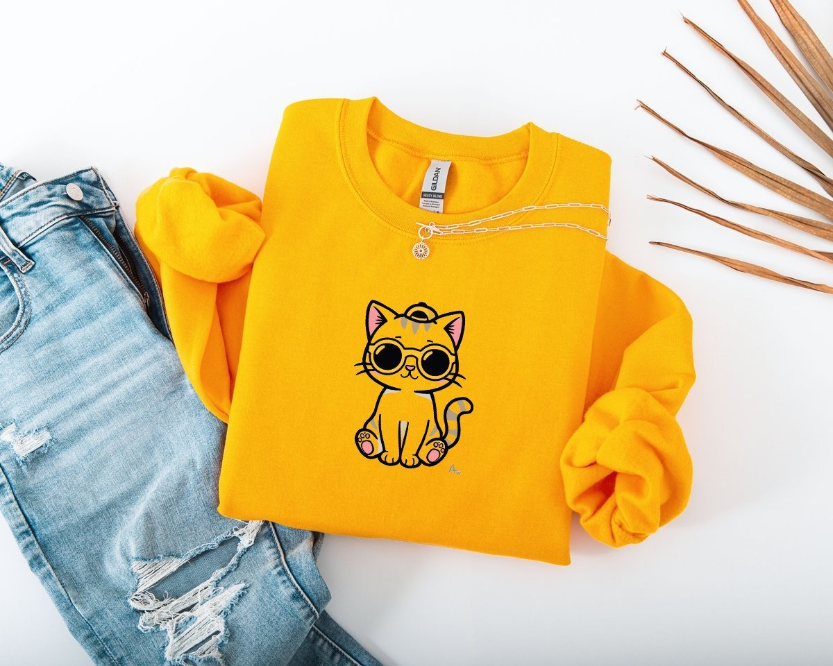 Scriptwear Cat-Sunglasses Sweatshirt – Oversized Fit - Image 15