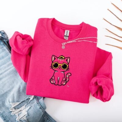 Scriptwear Cat-Sunglasses Sweatshirt – Oversized Fit