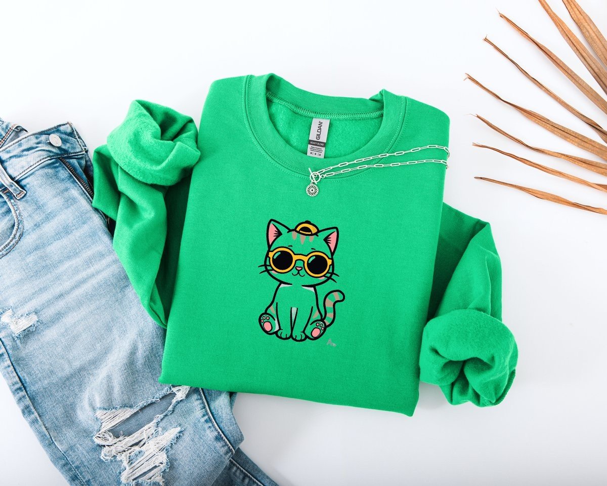 Scriptwear Cat-Sunglasses Sweatshirt – Oversized Fit - Image 17
