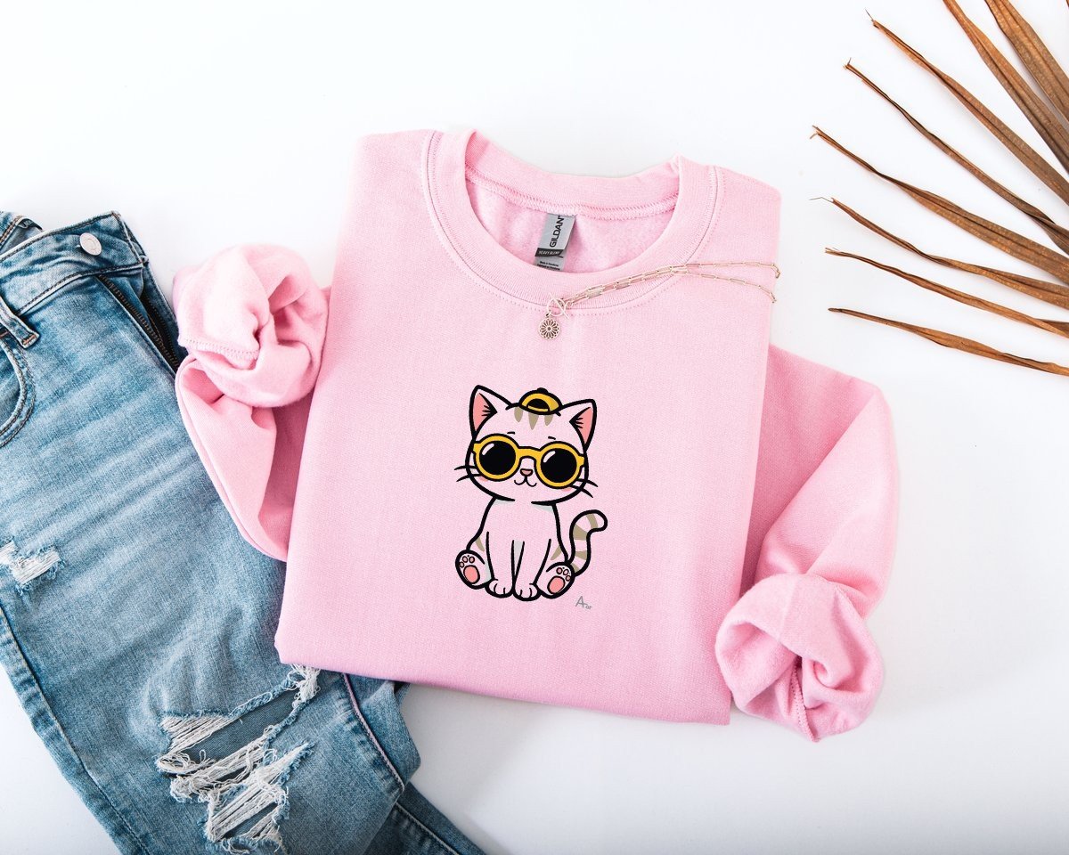 Scriptwear Cat-Sunglasses Sweatshirt – Oversized Fit - Image 19