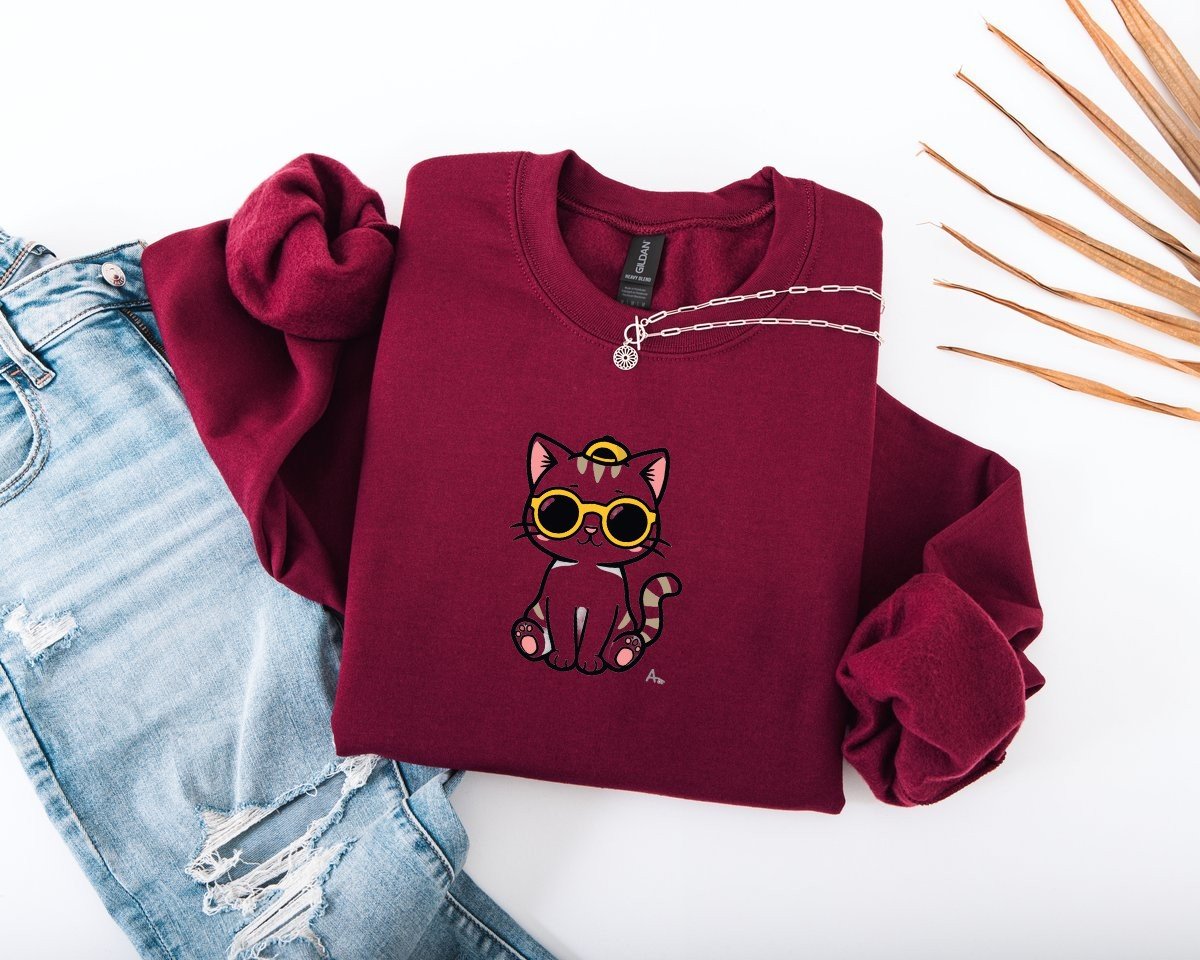 Scriptwear Cat-Sunglasses Sweatshirt – Oversized Fit - Image 11