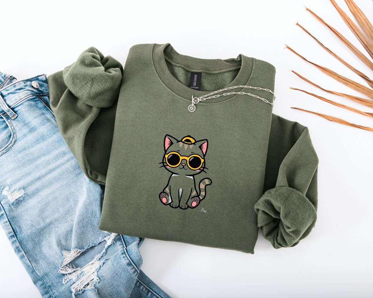 Scriptwear Cat-Sunglasses Sweatshirt – Oversized Fit - Image 10