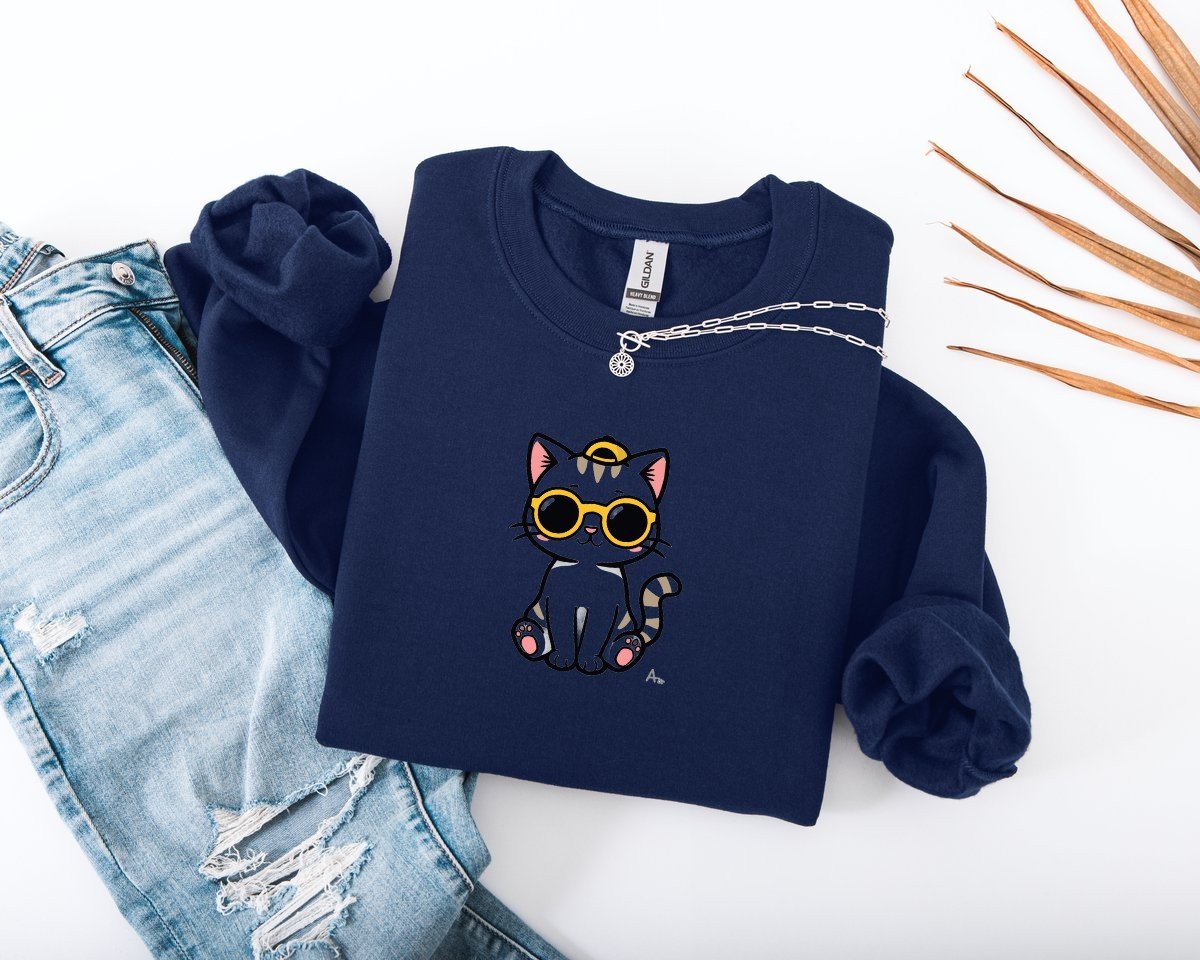 Scriptwear Cat-Sunglasses Sweatshirt – Oversized Fit - Image 9