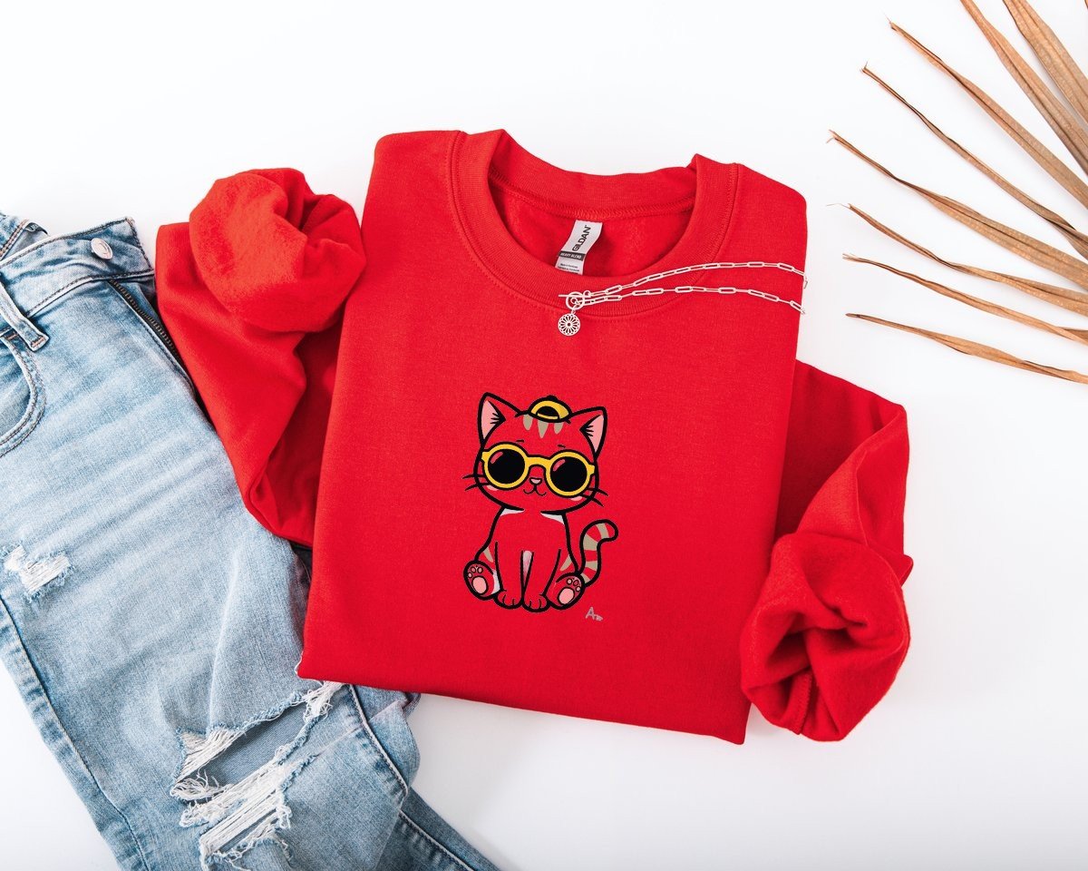 Scriptwear Cat-Sunglasses Sweatshirt – Oversized Fit - Image 7
