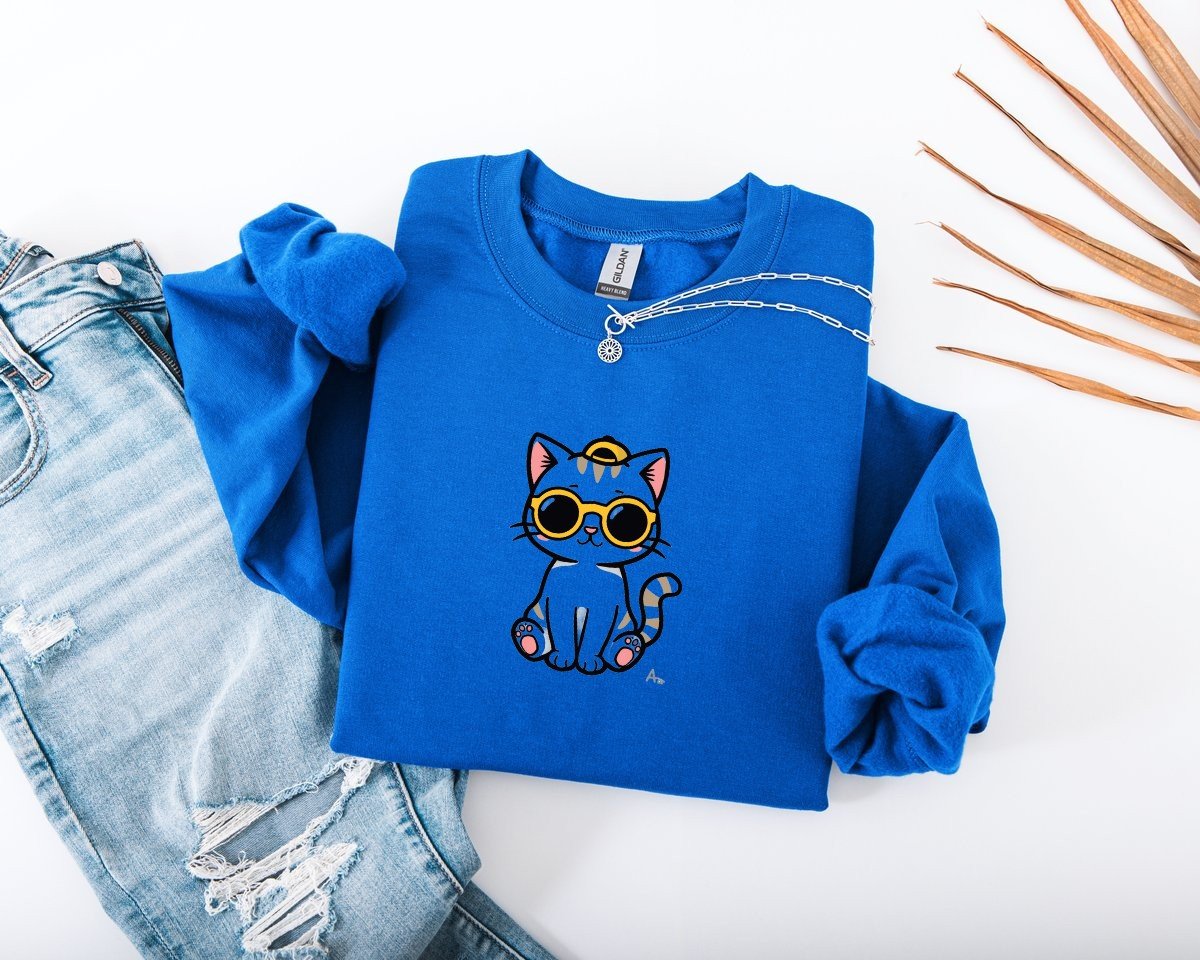 Scriptwear Cat-Sunglasses Sweatshirt – Oversized Fit - Image 5