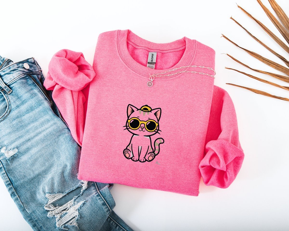Scriptwear Cat-Sunglasses Sweatshirt – Oversized Fit - Image 6