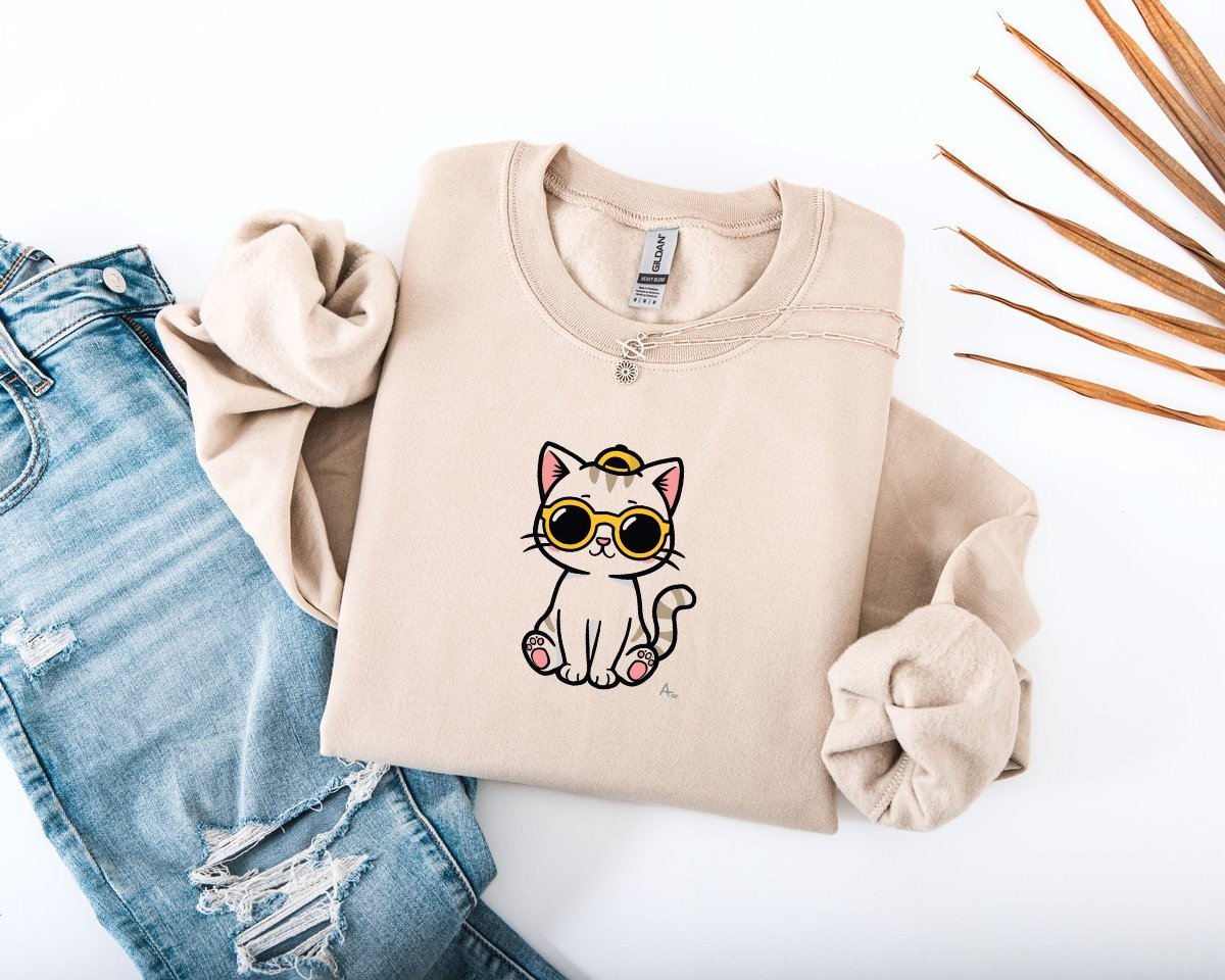 Scriptwear Cat-Sunglasses Sweatshirt – Oversized Fit - Image 2