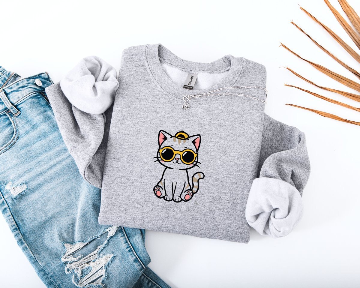 Scriptwear Cat-Sunglasses Sweatshirt – Oversized Fit - Image 4