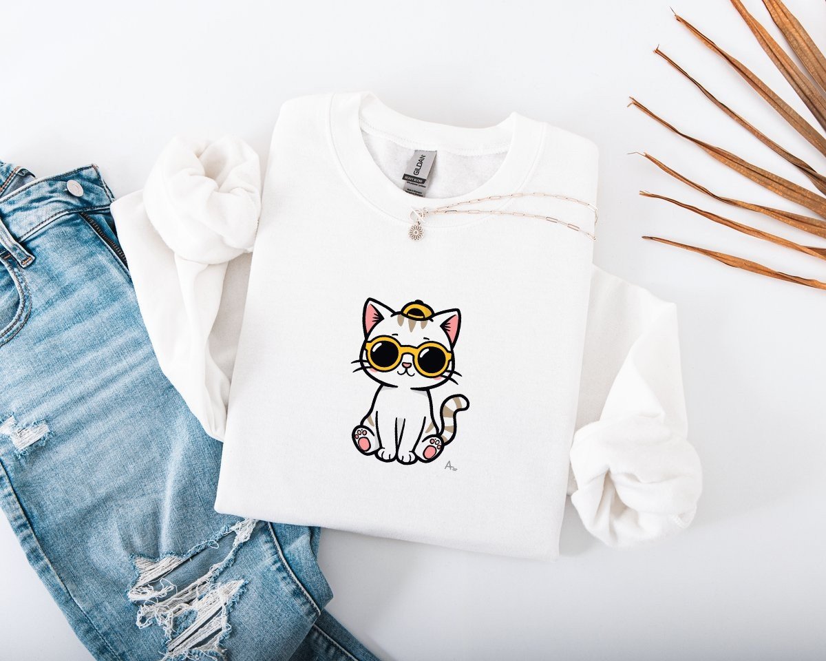 Scriptwear Cat-Sunglasses Sweatshirt – Oversized Fit - Image 3